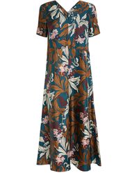 Max Mara - Silk Floral Print Midi Dress - Lyst