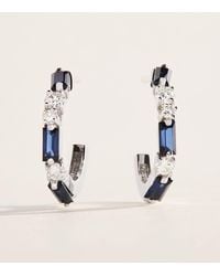 Suzanne Kalan - Diamond And Sapphire Thin Mix Hoop Earrings - Lyst