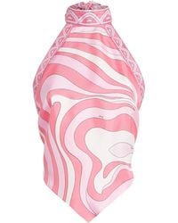 PUCCI - Silk Printed Halter Scarf Top - Lyst
