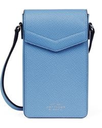 Smythson - Leather Panama Envelope Phone Case - Lyst