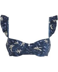 Agua Bendita - Ruffled Floral Print Kiwi Café Bikini Top - Lyst