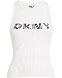 DKNY - Ribbed Logo Tank Top - Lyst