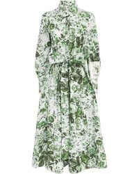 Erdem - Organic Cotton Floral Midi Shirt Dress - Lyst