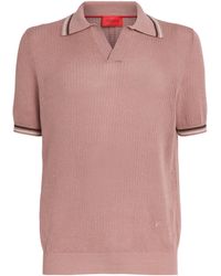 Isaia - Silk-Linen Open-Collar Polo Shirt - Lyst
