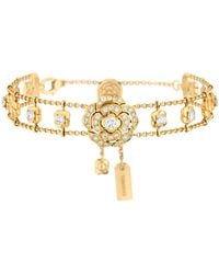 CHANEL - And Diamond Bouton De Camélia Supple Bracelet - Lyst