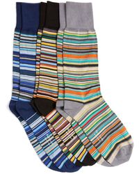 Paul Smith - Cotton-blend Multicolour Stripes Socks (pack Of 6) - Lyst