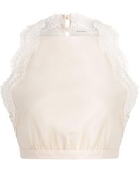 Sandro - Cotton Lace-Trim Crop Top - Lyst