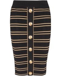 Balmain - Stripe Midi Pencil Skirt - Lyst