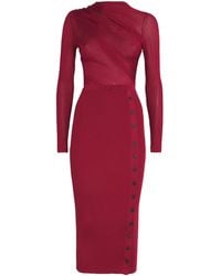 Self-Portrait - Button-Detail Midi Dress - Lyst