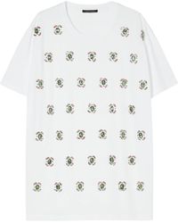 Marina Rinaldi - Cotton Jewel-Embellished Reed T-Shirt - Lyst