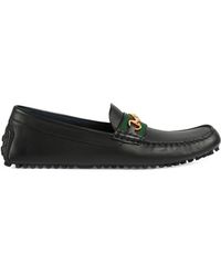 Gucci - Leather Driver Web Loafers - Lyst