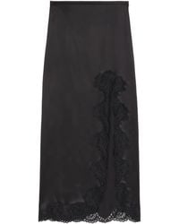 Valentino - Silk Lace-Trim Midi Skirt - Lyst