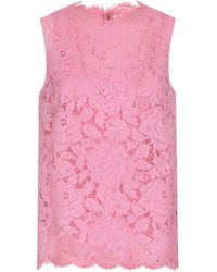 Dolce & Gabbana - Lace Floral Sleeveless Top - Lyst
