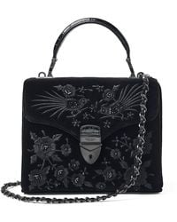 Aspinal of London - Midi Velvet Embroidered Mayfair Top-Handle Bag - Lyst