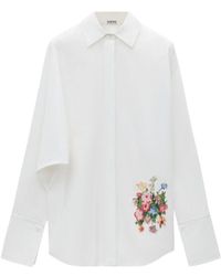 Loewe - Floral Embroidered Draped Shirt - Lyst