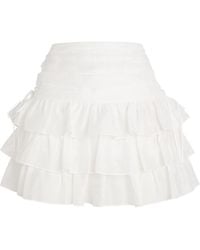 Sandro - Linen-Blend Ruffled Mini Skirt - Lyst