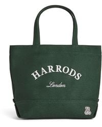 Harrods - Small Cotton Embroidered Logo Tote Bag - Lyst