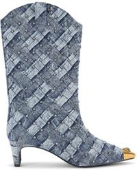 Kurt Geiger - Denim Crystal-Embellished Regent Boots - Lyst