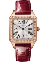 Cartier - Rose Gold And Diamond Santos-dumont Large Watch 43.5mm - Lyst