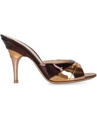 Gianvito Rossi - Metallic Leather Marea Heeled Mules 95 - Lyst