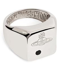 Vivienne Westwood - Sterling And Crystal Carlo Orb Signet Ring - Lyst