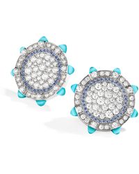 Marli New York - Diamond And Sea Chalcedony Tip-Top Statement Earrings - Lyst