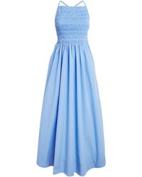Ganni - Organic Cotton Shirred Maxi Dress - Lyst