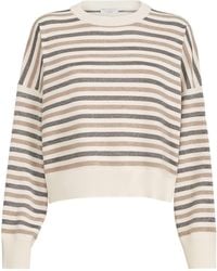 Brunello Cucinelli - Wool-Cashmere-Silk Stripe Sweater - Lyst