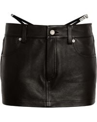 Alexander Wang - Leather Mini Skort With Integrated G-string - Lyst