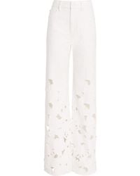 Alice + Olivia - Weezy Floral-Embroidered Wide-Leg Jeans - Lyst