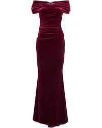 Talbot Runhof - Stretch-Velvet Ruched Gown - Lyst