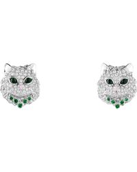 Boucheron - White Gold, Diamond And Tsavorite Animaux De Collection Wladimir The Cat Earrings - Lyst