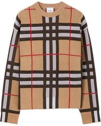 Burberry - Cotton-blend Check Sweater - Lyst
