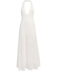 Sandro - Plunge-Neck Knitted Midi Dress - Lyst