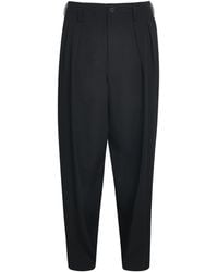 Yohji Yamamoto - Wool Pleated Slim Trousers - Lyst