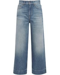 Chloé - Faded Wide-Leg Cropped Jeans - Lyst