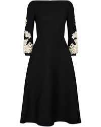 Valentino Embroidered Sleeve Dress - Black