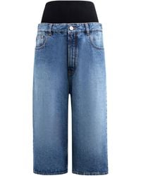 Alaïa - Denim Knitted-Band Bermuda Shorts - Lyst