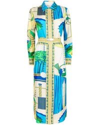 Tory Burch - Silk Printed Midi Shirt Dress - Lyst