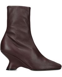 Dries Van Noten - Leather Wedge Ankle Boots 75 - Lyst