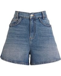 Maje - Denim Braided-Trim Shorts - Lyst