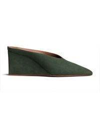 Alaïa - Suede Cube Wedge Mules 75 - Lyst