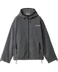 Miu Miu - Fleece Zip-Up Hooded Jacket - Lyst