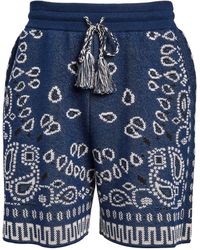 Alanui Cotton Bandana Print Bermuda Shorts - Blue