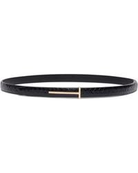 Tom Ford - Leather Python-Print T Icon Belt - Lyst