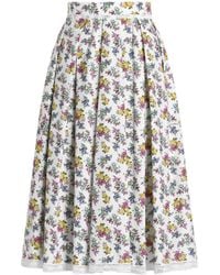 Dolce & Gabbana - Cotton-Blend Pleated Midi Skirt - Lyst