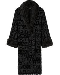 Versace - Faux Fur-Trim Monogram Dressing Gown - Lyst