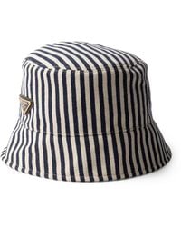 Prada - Cotton Striped Bucket Hat - Lyst