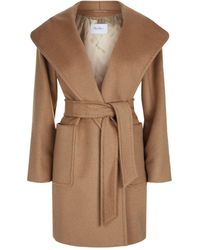 Max Mara Hooded Camel Hair Coat - Natural