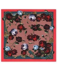 Dolce & Gabbana - Twill Scarf With Vintage Rose (90 X 90) - Lyst